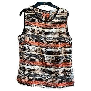 Kasper Sleeveless Blouse: Black Stripes